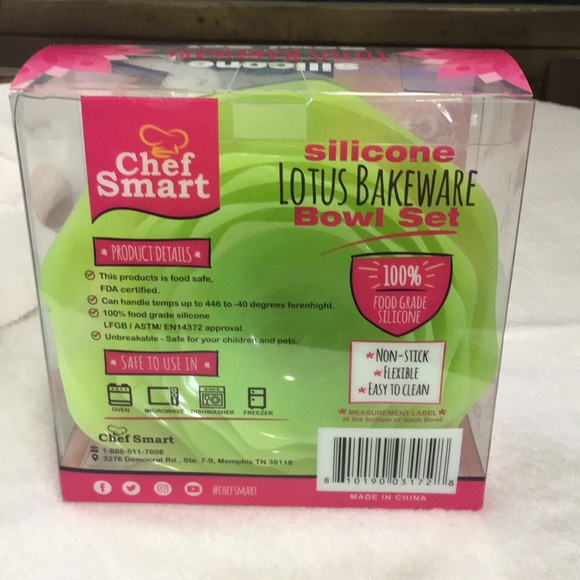 Chef Smart NIB Non Stick 6 piece silicone lotus bakeware bowl set - Picture 2 of 3